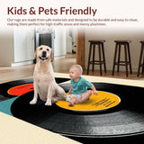 Ultra Soft Area Rug, Non Slip, Stain Resistant, Washable Area Rugs for Living Room, Bedroom, Contemporary Monochrome Vinyl Aesthetic(Black)