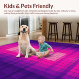 Ultra Soft Area Rug, Non Slip, Stain Resistant, Washable Area Rugs for Living Room, Bedroom, Eclectic Multi-Toned Ethnic Weave(Purple)