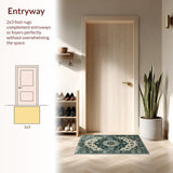 Ultra Soft Area Rug, Non Slip, Stain Resistant, Washable Area Rugs for Living Room, Bedroom, Rustic Textured Oriental Design Flair(White)