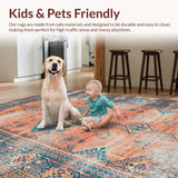 Ultra Soft Area Rug, Non Slip, Stain Resistant, Washable Area Rugs for Living Room, Bedroom, Sophisticated Lattice Style in Soft Tones(Orange)