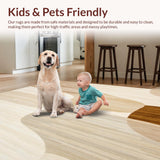 Ultra Soft Area Rug, Non Slip, Stain Resistant, Washable Area Rugs for Living Room, Bedroom, Low Pile Beige and Camel Tone Abstract(Beige)