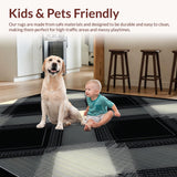 Ultra Soft Area Rug, Non Slip, Stain Resistant, Washable Area Rugs for Living Room, Bedroom, Stylish Minimalist Lattice Motif(Beige)
