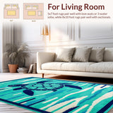 Ultra Soft Area Rug, Non Slip, Stain Resistant, Washable Area Rugs for Living Room, Bedroom, Rustic Oceanic Animal Design(Blue)