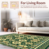 Ultra Soft Area Rug, Non Slip, Stain Resistant, Washable Area Rugs for Living Room, Bedroom, RV Mat Black & Beige Camping(Green)