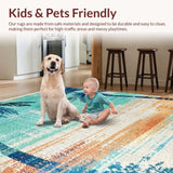 Ultra Soft Area Rug, Non Slip, Stain Resistant, Washable Area Rugs for Living Room, Bedroom, Tropical Vibes Surfboard Design Area Rug with Palm Tree Motifs(Blue)