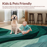 Ultra Soft Area Rug, Non Slip, Stain Resistant, Washable Area Rugs for Living Room, Bedroom, Lush Earthy Tones with Modern Flair(Green)