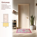 Ultra Soft Area Rug, Non Slip, Stain Resistant, Washable Area Rugs for Living Room, Bedroom, Stylish Minimalist Ogee Pattern(Pink)
