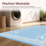 Ultra Soft Area Rug, Non Slip, Stain Resistant, Washable Area Rugs for Living Room, Bedroom, Sweet Ribbon Accent Rug Preppy Decor Coquette Style Chic Bathroom Carpet(Blue)