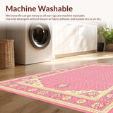 Ultra Soft Area Rug, Non Slip, Stain Resistant, Washable Area Rugs for Living Room, Bedroom, Cozy Taffeta Floral Aesthetic(Pink)