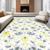 Ultra Soft Area Rug, Non Slip, Stain Resistant, Washable Area Rugs for Living Room, Bedroom, Elegant Subtle Flower Design(Yellow)