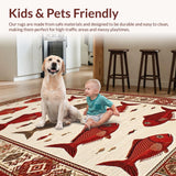 Ultra Soft Area Rug, Non Slip, Stain Resistant, Washable Area Rugs for Living Room, Bedroom, Charming Nautical Fish Illustration(White)