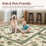 Indoor Beige Green Medallion Accent Area(Ivory)