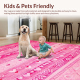 Ultra Soft Area Rug, Non Slip, Stain Resistant, Washable Area Rugs for Living Room, Bedroom, Stylish Elegant Heart Imagery(Pink)