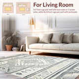 Ultra Soft Area Rug, Non Slip, Stain Resistant, Washable Area Rugs for Living Room, Bedroom, Rustic Minimalist Lattice Pattern(Gray)