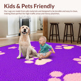 Ultra Soft Area Rug, Non Slip, Stain Resistant, Washable Area Rugs for Living Room, Bedroom, Charming Kids' Animal Graphic Style(Purple)
