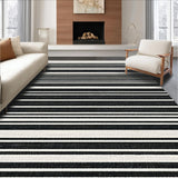 Ultra Soft Area Rug, Non Slip, Stain Resistant, Washable Area Rugs for Living Room, Bedroom, Graphic Dual-Tone Stripe with Evenly Spaced Parallel Lines in Classic Hues(Black)