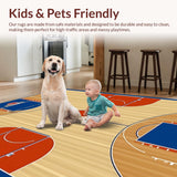 Ultra Soft Area Rug, Non Slip, Stain Resistant, Washable Area Rugs for Living Room, Bedroom, Dynamic Playful Court Design(Brown)