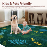 Ultra Soft Area Rug, Non Slip, Stain Resistant, Washable Area Rugs for Living Room, Bedroom, Contemporary Dark Green Patterns(Green)