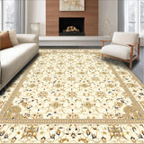 Timeless Oval with Beige Ivory Ornamental Arabesque and Floral Medley(Beige)