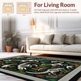 Ultra Soft Area Rug, Non Slip, Stain Resistant, Washable Area Rugs for Living Room, Bedroom, Prehistoric Fossilized Dinosaur Bones Patterned Floor Covering(Black)