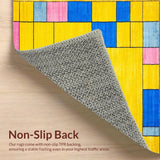 Ultra Soft Area Rug, Non Slip, Stain Resistant, Washable Area Rugs for Living Room, Bedroom, Playful Tiled Pattern Design(Yellow)