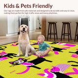 Ultra Soft Area Rug, Non Slip, Stain Resistant, Washable Area Rugs for Living Room, Bedroom, Bold Graphic Black Cat Print(Yellow)