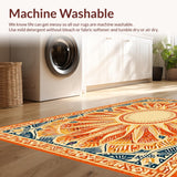 Ultra Soft Area Rug, Non Slip, Stain Resistant, Washable Area Rugs for Living Room, Bedroom, Lively Abstract Sunshine Composition(Orange)
