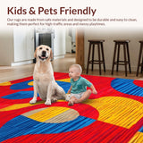 Ultra Soft Area Rug, Non Slip, Stain Resistant, Washable Area Rugs for Living Room, Bedroom, Striking Bold Circular Design(Red)