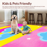 Ultra Soft Area Rug, Non Slip, Stain Resistant, Washable Area Rugs for Living Room, Bedroom, Dynamic Cheerful Outdoor Vibe(Pink)