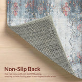 Ultra Soft Area Rug, Non Slip, Stain Resistant, Washable Area Rugs for Living Room, Bedroom, Rustic Distressed Geometric Arrangement(Gray)