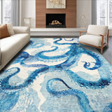 Ultra Soft Area Rug, Non Slip, Stain Resistant, Washable Area Rugs for Living Room, Bedroom, Whimsical Tentacle Rug: Azure Blue Octopus Design, Washable Floor Covering(Blue)