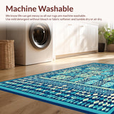 Ultra Soft Area Rug, Non Slip, Stain Resistant, Washable Area Rugs for Living Room, Bedroom, Global Gathering(Blue)