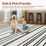 Ultra Soft Area Rug, Non Slip, Stain Resistant, Washable Area Rugs for Living Room, Bedroom, Stylish Soft Neutral Patterned Design(Black)