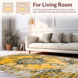Ultra Soft Area Rug, Non Slip, Stain Resistant, Washable Area Rugs for Living Room, Bedroom, Sophisticated Diamond Trellis Design(Yellow)