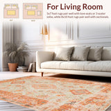 Ultra Soft Area Rug, Non Slip, Stain Resistant, Washable Area Rugs for Living Room, Bedroom, Contemporary Floral Overlay Pattern(Beige)