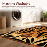 Ultra Soft Area Rug, Non Slip, Stain Resistant, Washable Area Rugs for Living Room, Bedroom, Bold Earthy Tiger Stripe Aesthetic(Brown)
