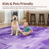 Ultra Soft Area Rug, Non Slip, Stain Resistant, Washable Area Rugs for Living Room, Bedroom, Vibrant Abstract Swirl Pattern(Purple)