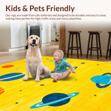 Ultra Soft Area Rug, Non Slip, Stain Resistant, Washable Area Rugs for Living Room, Bedroom, Nebula Inspired Playful Graphics(Yellow)