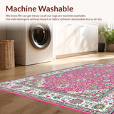 Ultra Soft Area Rug, Non Slip, Stain Resistant, Washable Area Rugs for Living Room, Bedroom, Soft Colorful Medallion Theme(Pink)