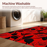 Ultra Soft Area Rug, Non Slip, Stain Resistant, Washable Area Rugs for Living Room, Bedroom, Dynamic Colorful Leaf Pattern(Red)