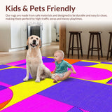 Ultra Soft Area Rug, Non Slip, Stain Resistant, Washable Area Rugs for Living Room, Bedroom, Artistic Geometric Watercolor Fusion(Purple)