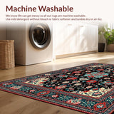 Ultra Soft Area Rug, Non Slip, Stain Resistant, Washable Area Rugs for Living Room, Bedroom, Chic Teal Ogee Design(Black)