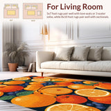 Ultra Soft Area Rug, Non Slip, Stain Resistant, Washable Area Rugs for Living Room, Bedroom, Lively Citrus Splash Decor(Orange)