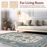 Ultra Soft Area Rug, Non Slip, Stain Resistant, Washable Area Rugs for Living Room, Bedroom, Contemporary Abstract Silver Motif(White)