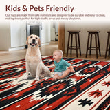 Ultra Soft Area Rug, Non Slip, Stain Resistant, Washable Area Rugs for Living Room, Bedroom, Dynamic Black and Red Pattern(Red)