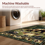 Ultra Soft Area Rug, Non Slip, Stain Resistant, Washable Area Rugs for Living Room, Bedroom, Vibrant Earth Toned Wildlife Design(Brown)
