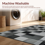 Ultra Soft Area Rug, Non Slip, Stain Resistant, Washable Area Rugs for Living Room, Bedroom, Chic Black Geometric Styling(Gray)