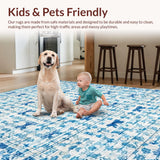 Ultra Soft Area Rug, Non Slip, Stain Resistant, Washable Area Rugs for Living Room, Bedroom, Preppy Bow Area Rug: Chic Blue Bowknot Design(Blue)