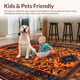 Ultra Soft Area Rug, Non Slip, Stain Resistant, Washable Area Rugs for Living Room, Bedroom, Rustic Orange Abstract Motif(Orange)