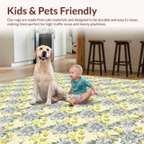 Ultra Soft Area Rug, Non Slip, Stain Resistant, Washable Area Rugs for Living Room, Bedroom, Vibrant Cheerful Daisy Motif(Yellow)